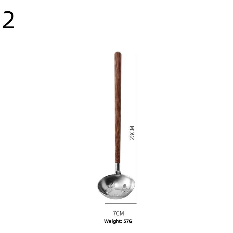 Walnut Handle Kitchen Tool 304 Stainless Steel Spatula Spoon Oil Filter Colander Kit Gadgets Anti-Scalding Cookware For Service