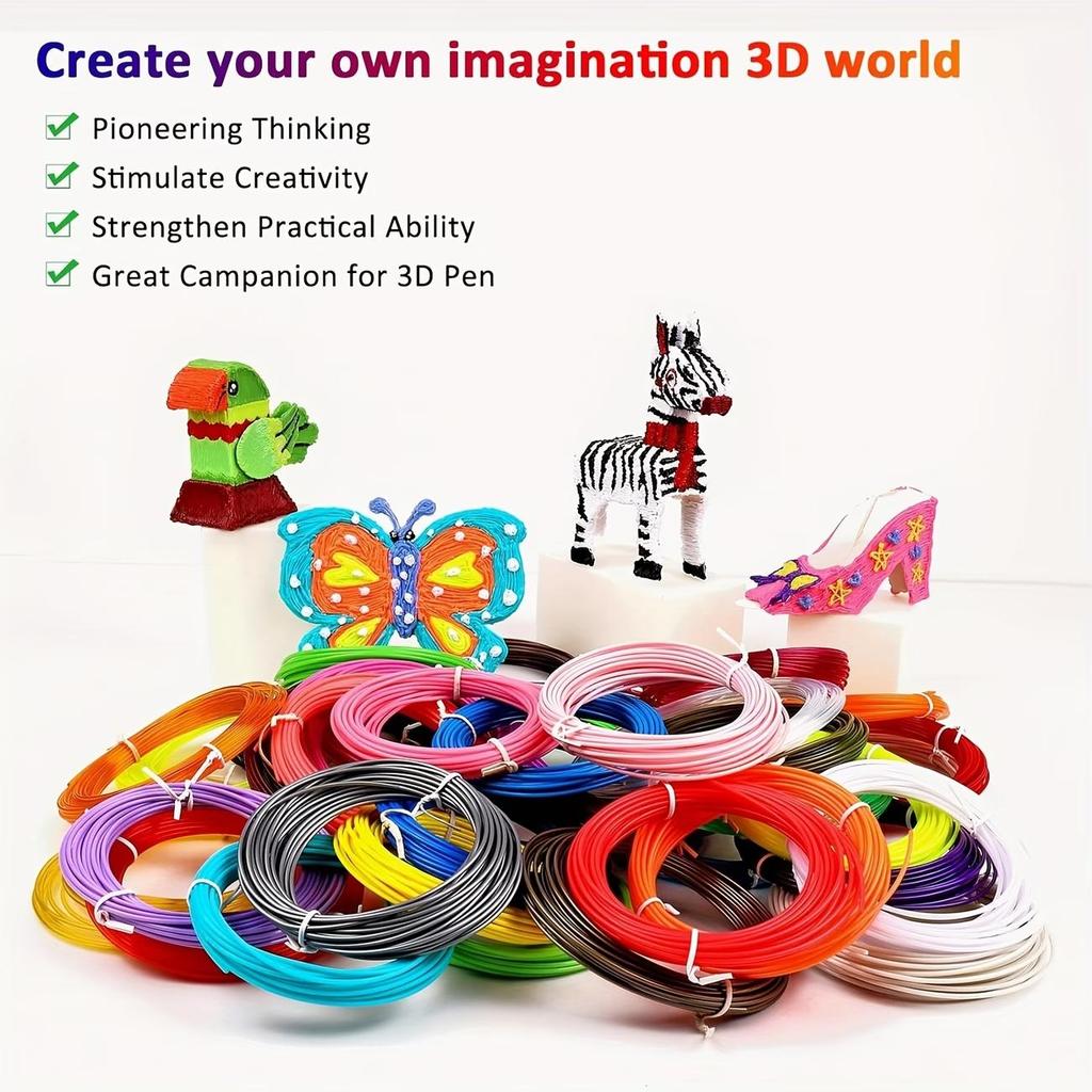 5M 1,75mm 3D-Druckstift-Filament-Minen PLA/ABS/PCL-Kunststoff-Doodle-Zubehör (10/20 Farben)