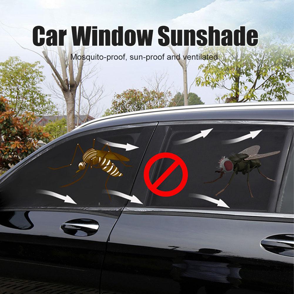 2pcs Car Sun Shade Double-Layer UV Protection Front Rear Window Shade Cover Zippered Lining Side Wndow Sunshade