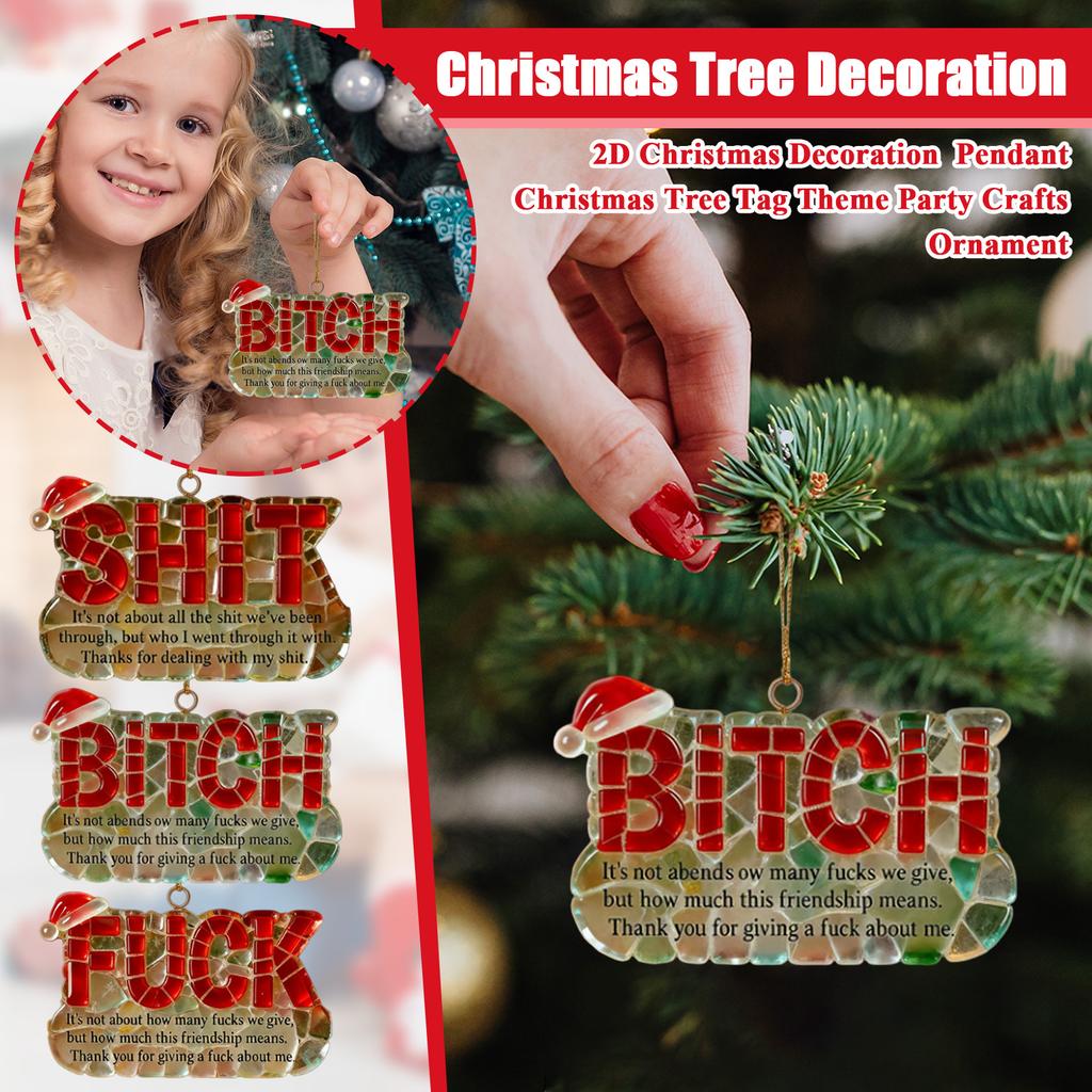 2D Christmas Decoration Pendant Christmas Tree Tag Theme Party Crafts Ornament