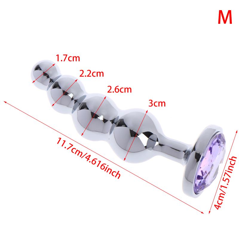 Metal Curved Anus Butt Plug,4 Beads Stimulating Anal Plugs Sex Toy, Prostate Massage,Analplug Buttplug Butplug With Jewelry Base