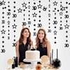 Black 30th Birthday Garland Black 30 Circle Dot Twinkle Star Streamer Hanging Bunting Banner Backdrop for Him/Her 30 Years Old Birthday Party
