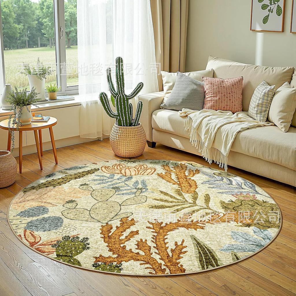 Frühling/Sommer Blume Runder Teppich Schlafzimmer Wohnzimmer Rutschfeste Matte Runder Sofateppich
