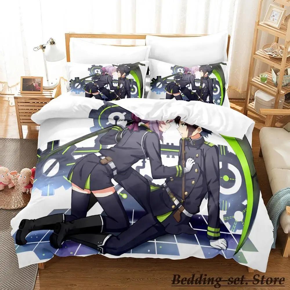 

Seraph of the end Комплект постельного белья из трех предметов с рисунком из мультфильма «Аниме» для взрослых и детей, наборы пододеяльников 3D Kawaii drap de lit 70x133cm 2pcs