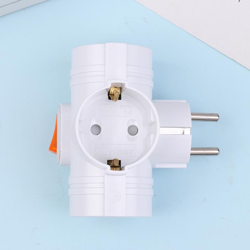 1Pc Wall Socket Extender With Switch 1 To 3 Way Eu Plug Adapter European Standard Power Adapter Multiple Sockets For Home