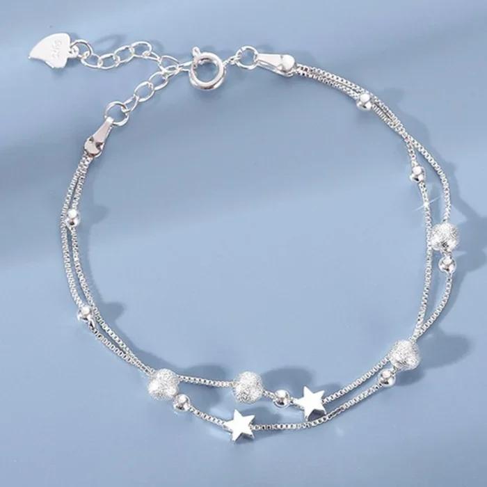 Fine 925 Silver Lucky Beads Bracelets For Women Luxury Designer Multilayer Adjustable Bracelet Wedding Jewelry Gift