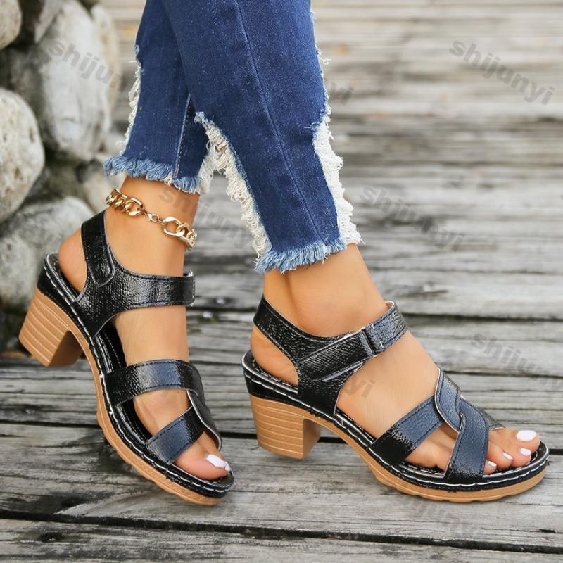 Women Platform High Heels Sandals 2025 Summer Dress Chunky Open Toe Shoes New Design Brand Slingback Sandals Female Zapatos Muje