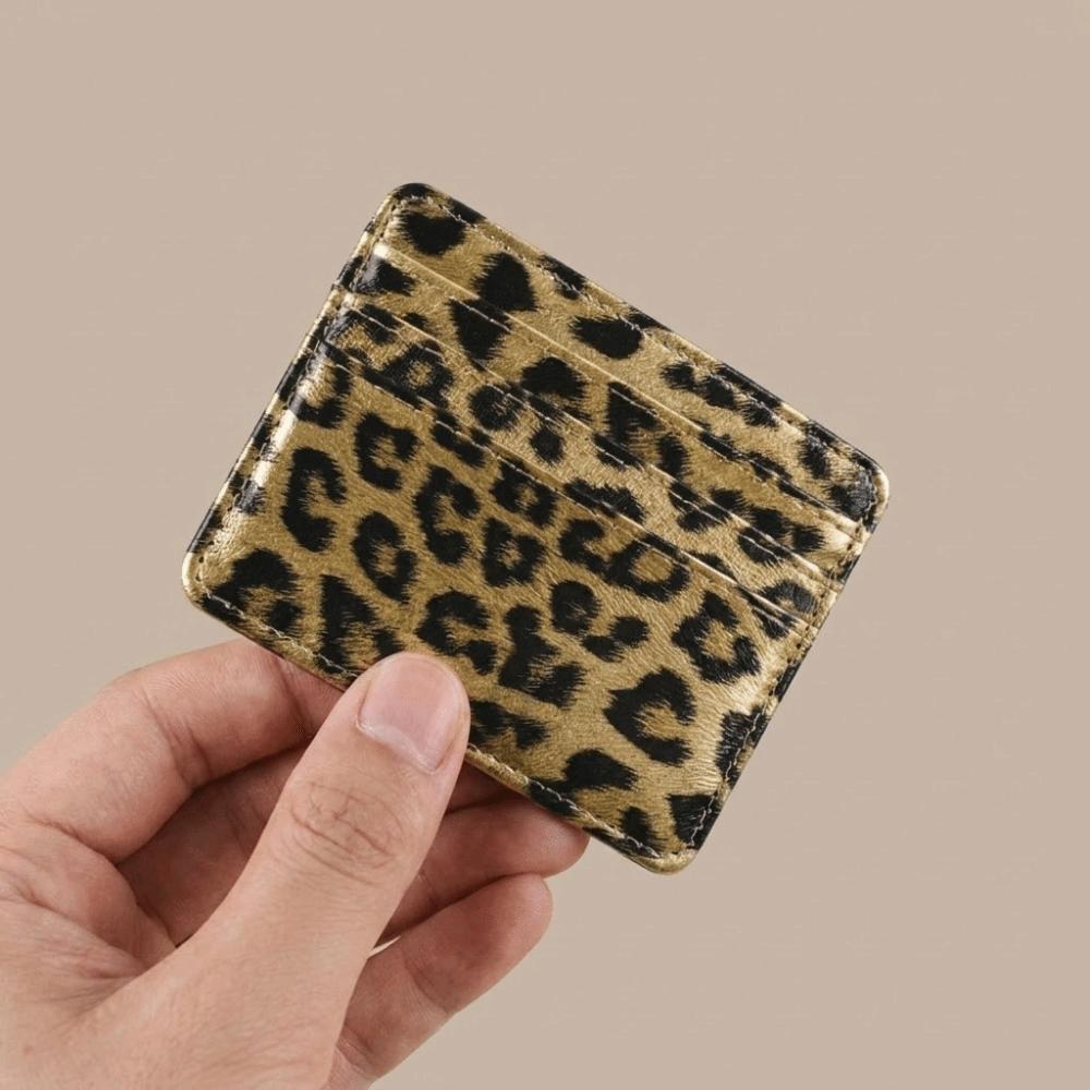 Ultradünnes Leopardenmuster Kartenetui Pu-Leder Münzbörse Mode Bankkartenhülle Student