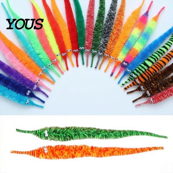 Sensory Toys for Anxiety 23cm Cute Worm Plush Toy, Fidget Caterpillar Twist Prop Handheld Tools with Big Eyes, Soft Stuffed Prank Toy Kids Party
