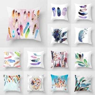 Luxury Home Decor Pillow Cover Car Living Room Sofa Cushion Cover Colorful Feather Print Pattern Cushion Cover