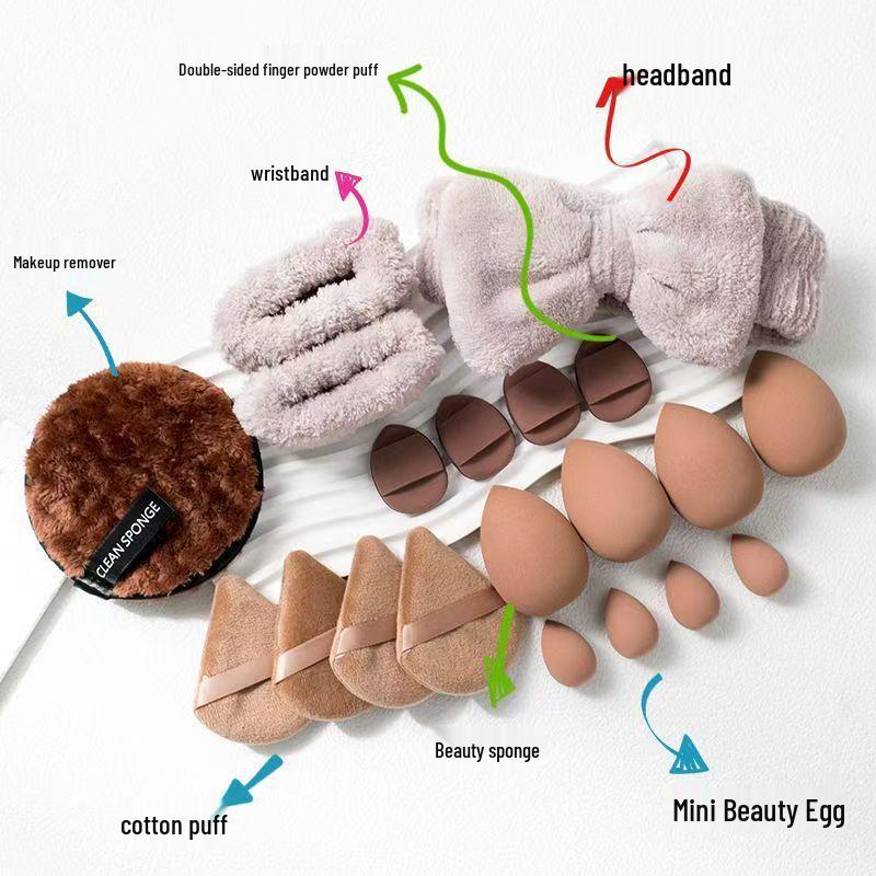 20-Piece Coral Fleece Wrist Bow and Triangle Thumb Puff Headband Set - In Stock