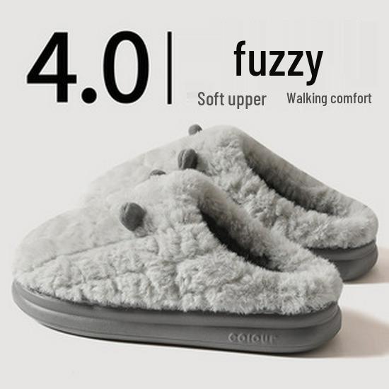 Men's and Women's Extra Large Plush Cotton Slippers - Warm, Non-Slip, Indoor Use for Autumn and Winter