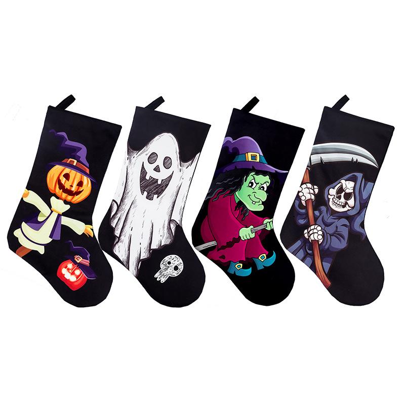 Halloween Themed Stocking Gift Bag Unique Sock Pendant Decoration for Candy Treats Perfect Scene Ornament Festive Cloth Bag