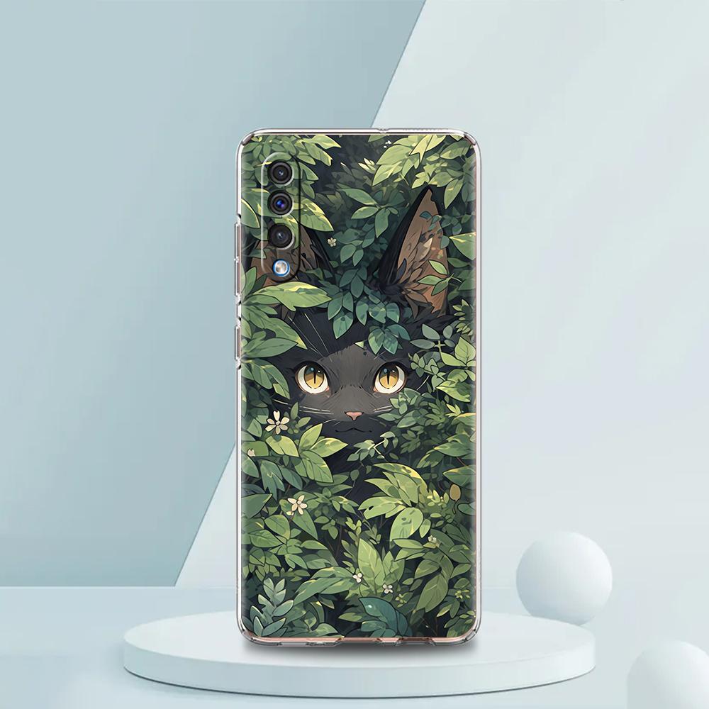 Artistic Black Cat Starry Night Case For Samsung A16 A14 A12 A22 A32 5G A34 A42 A52 A54 A50 A70 A30 A40 A20E A10S A02S A04S A06