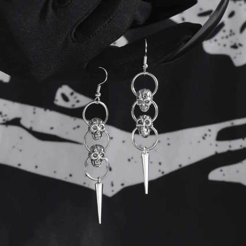 Skull Earring Punk Style Alloy Dangle Jewelry For Women