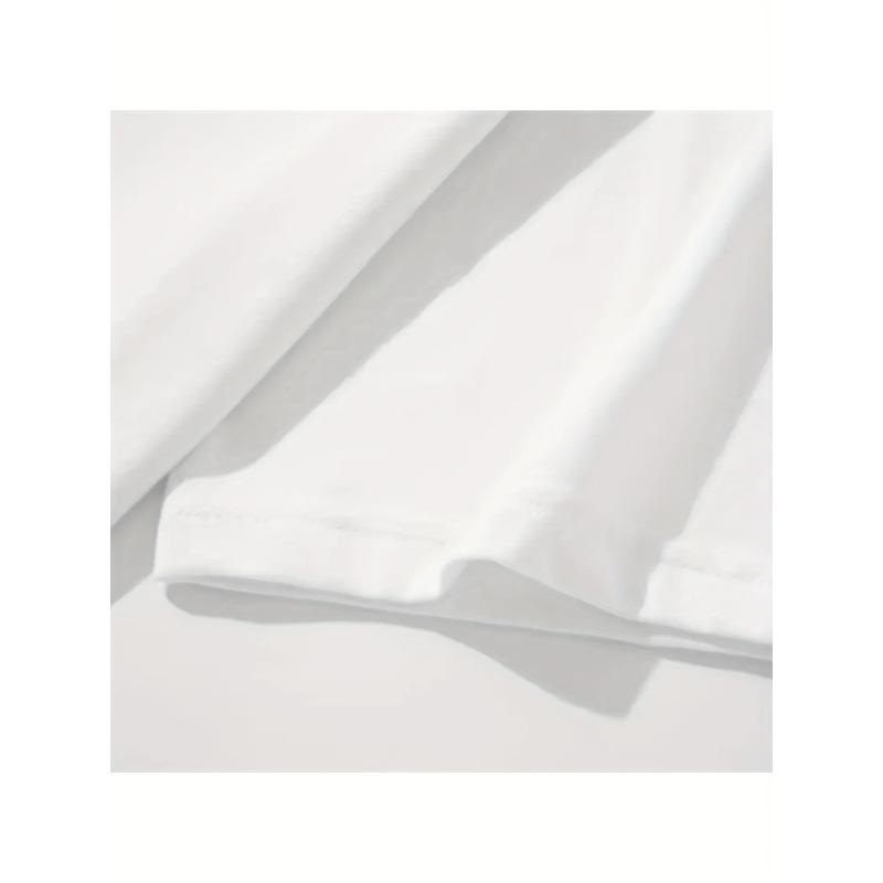 European Size Black and White Calligraphy Abstract Black Sheep Text Bold Brush Strokes Simple Monochromatic White Canvas Women Summer Short-sleeved