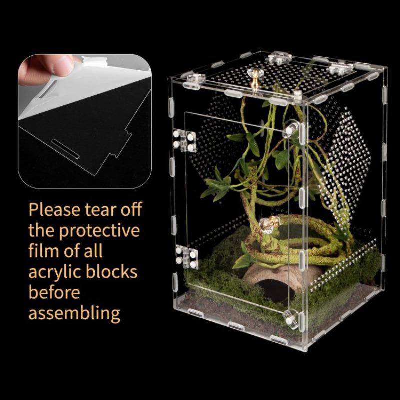 Acryl Reptilien Terrarium Schreibtisch Abnehmbar Atmungsaktiv Reptilien Futterbox Schlange Insekt Spinne Ausstellungsbox Kriechtier Zuchtgehäuse