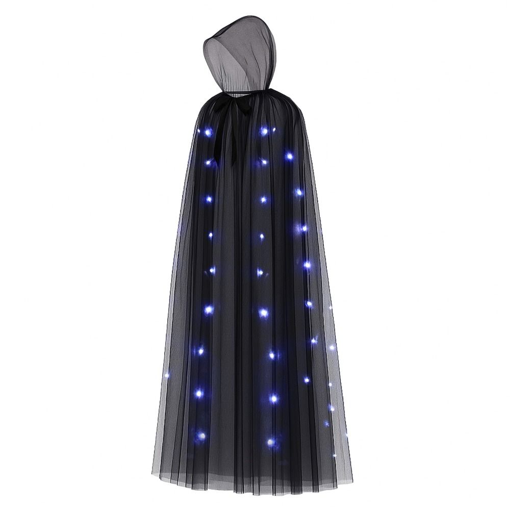 Vintage Overcoats Lace-up Vintage Hooded Cape Creative Gift LED Halloween Hooded Cloak