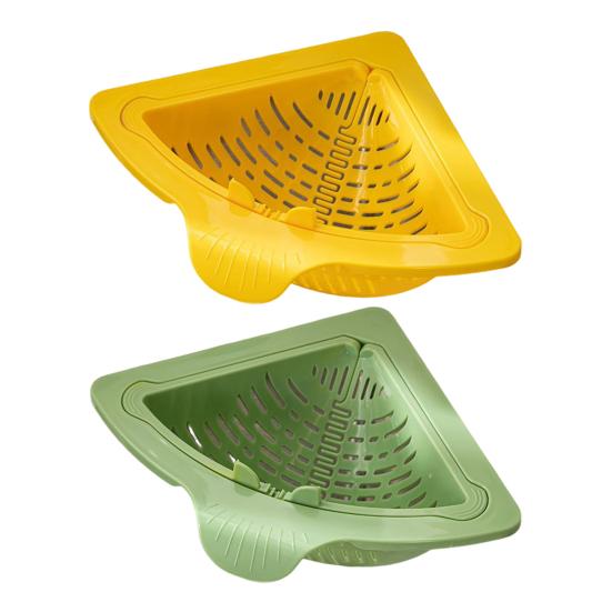 2Pcs Magnetic Suction Sink Strainer Triangular Corner Rack with Drain Hole Food Drain Basket Sponge Storage Rack