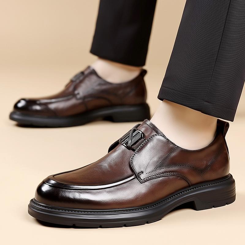 2025 New Men's Leather Dress Shoes Slip-On Comfortable Casual Shoes Breathable Men Driving Shoes All-match Handmade Men's Flats