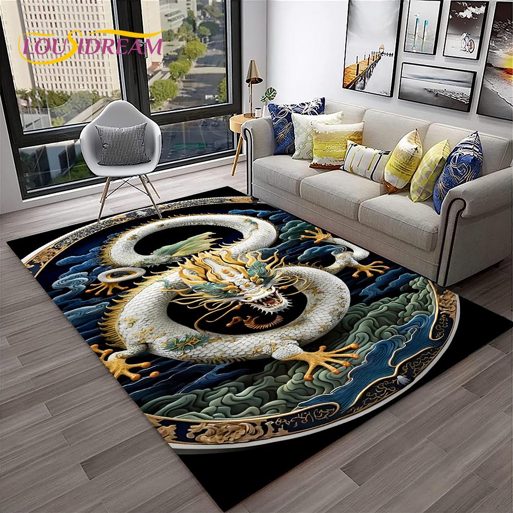 3D China Draak Mythe Kunst Cartoon Tapijt Tapijt voor Thuis Woonkamer Slaapkamer Bank Deurmat Decor, Speelruimte voor Kinderen Tapijt Antislip Vloermat