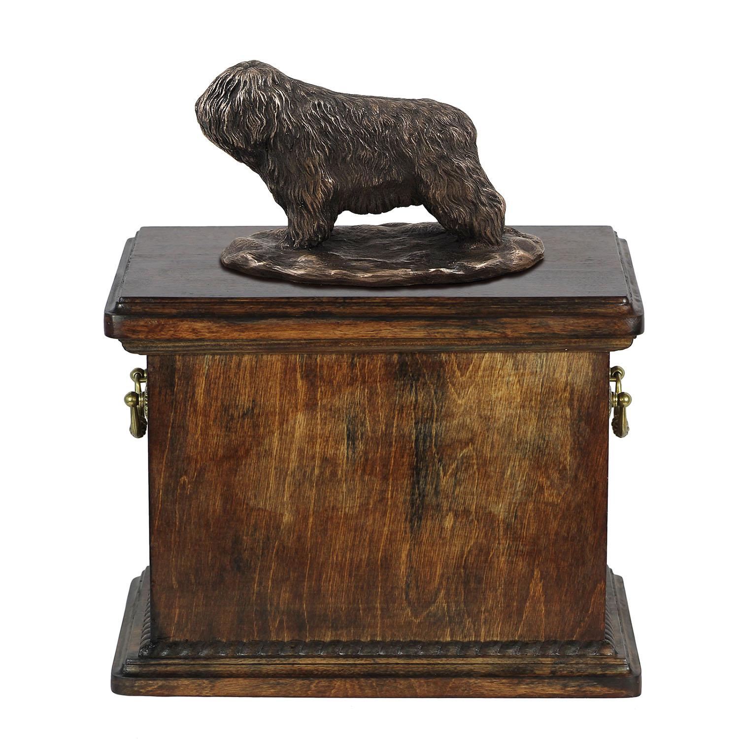 

Polish Lowland Sheepdog, PON, Valee Sheepdog - urn for the ashes of a dog, urn with a statuette, elegant urn in the classic style of the Art-Dog brand коричневий