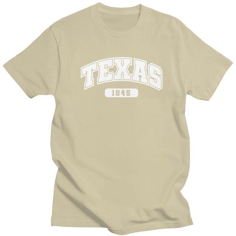 Texas Collegiate Style 1845 T Shirt for Men 100 Cotton Tshirts Humor Streetwaer Short Sleeve Tee Shirt Slim Fit Clothing