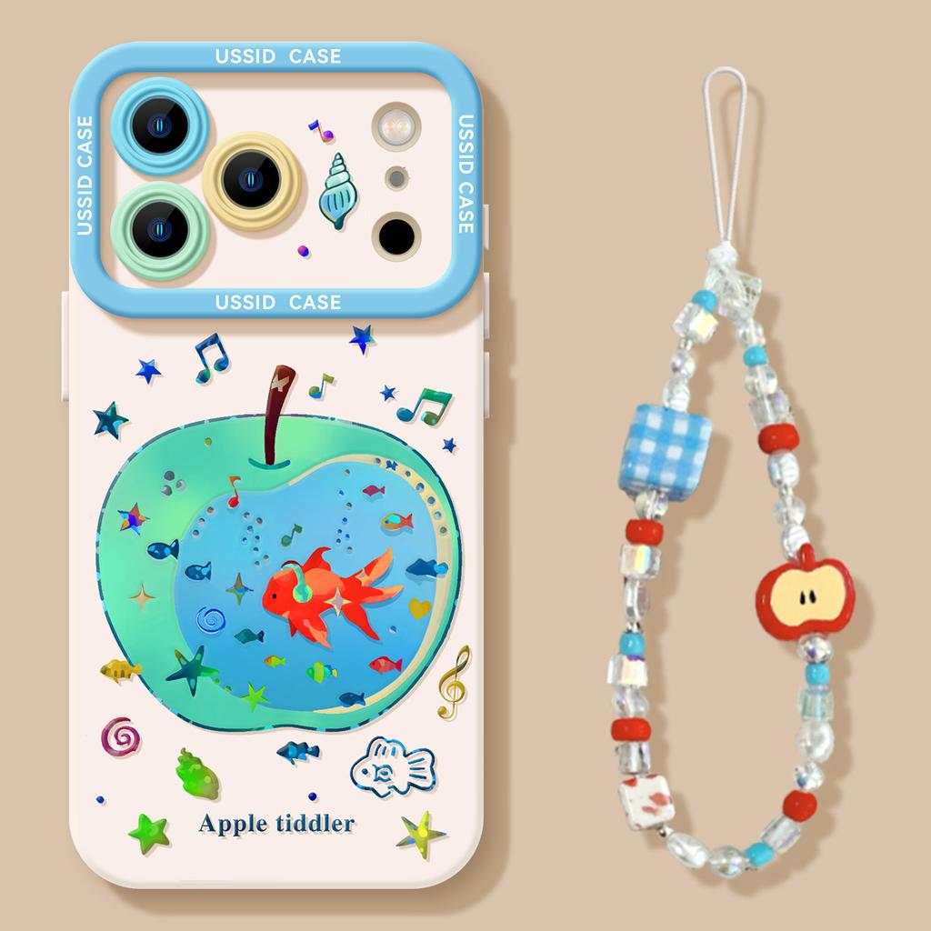 Three-dimensional gilt fish belt flash, suitable for iPhone17promax mobile phone case, embossed Apple 16Pro all-inclusive summer set.