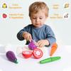 Wooden Fruit Vegetables Cutting Set for Kids, Food Pretend Play Simulation Kitchen Role Play Educational Toys For Children