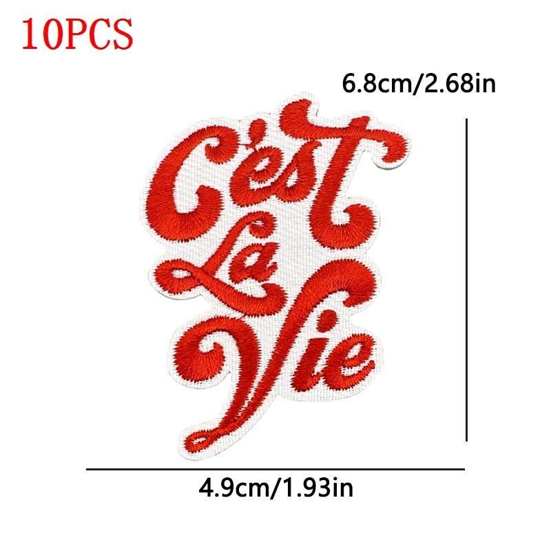 10PCS/Lot Wholesale Black Red Patches Heart Start Iron On Patches For Clithing Love Lip Embroidery Patches On Jeans Accessories