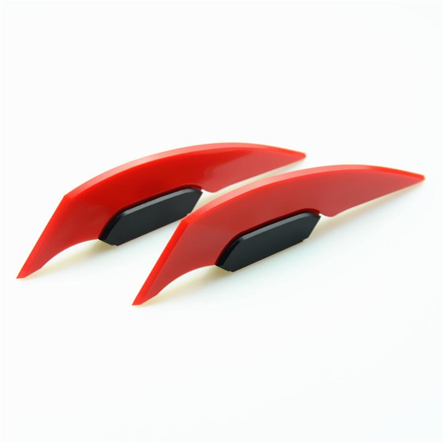3Pair  Universal Motorcycle Side Red Winglets Wind Fin Spoiler Trim Cover Air Deflector