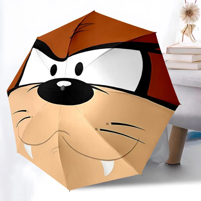 1 Stück Looney Tunes Cartoonfigur Automatischer Regenschirm 8 Rippen Tragbar Faltbar Schwarzer Eisenrahmen für Außenbereich, Strand, Reisen, Sonnenschirm 142
