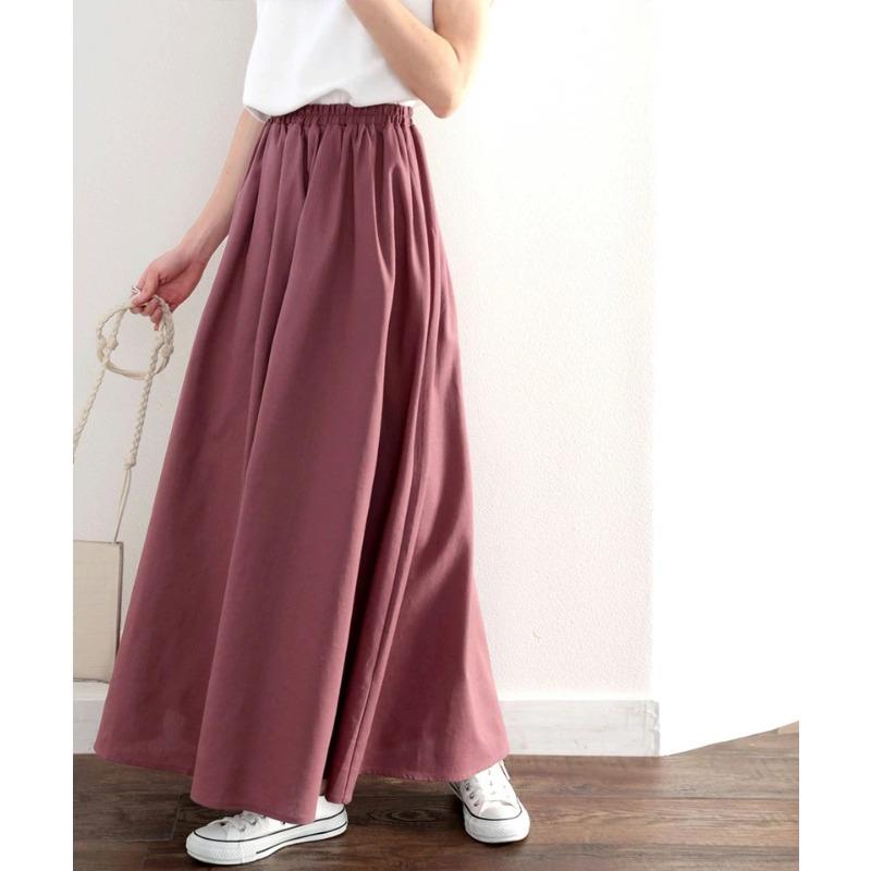 YYFS Women's Solid Color Print Casual Summer Spring Skirts