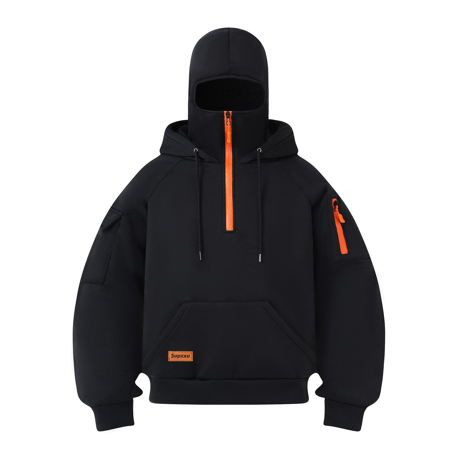 

Мужская толстовка с капюшоном для отдыха, однотонная, уличная одежда, мужская одежда, теплая, с длинным рукавом M чёрный