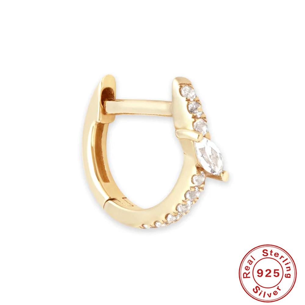 Simple And Versatile S925 Sterling Silver Horse'S Eye Geometric Stone-Inlaid Basic Earrings Ear Buckles Earrings