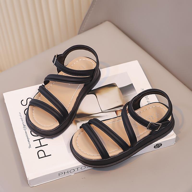 Girls Beach Shoes Non-slip Soft Sole Kids Sandals Soild Color Versatile 2025 Summer New Children Beach Sandal Comfort Breathable