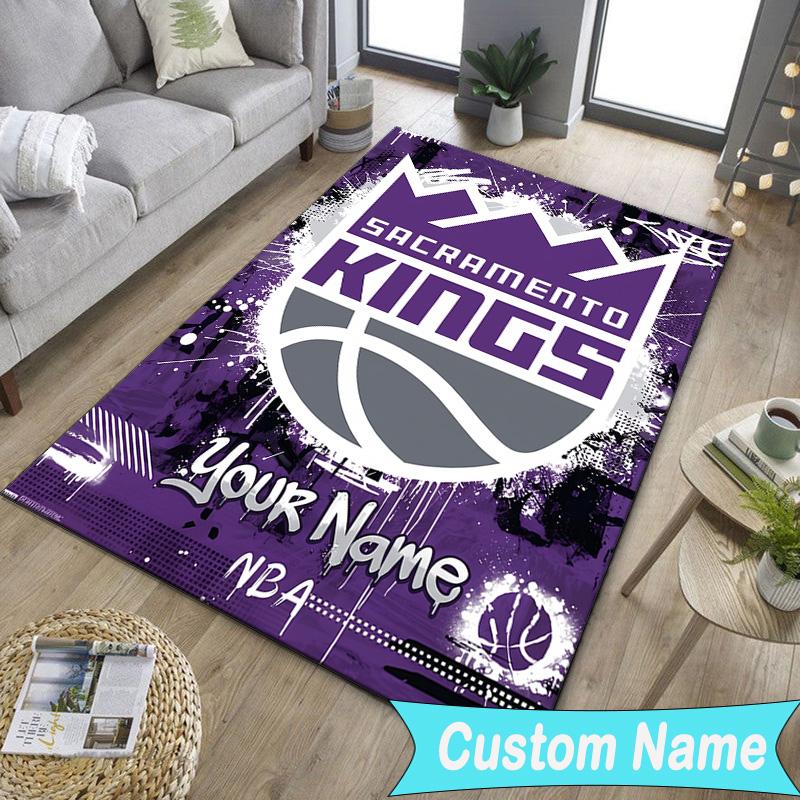 Custom NameSacramento Basketball Logo Carpet, Indoor Rug, Chair Rug, Living Rooms, Doormat Made From Polyester Home Decor Birthday Christmas Gifts