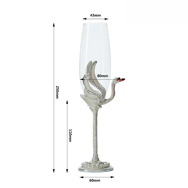 Kreativer Champagnerbecher aus Kristallglas, Schwanen-Emaille-Rotweinbecher, Luxus-Glasbecher, originelles Cocktailgläser-Set, Gläser für Getränke