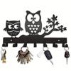 Multifunctional Metal Owl Key Holder – Wall-Mounted Iron Hooks, Stylish Wall Hanging Storage for Keys, Functional Craft Art