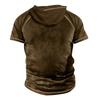 Men'S Printed T-Shirt Outdoor Street Short-Sleeved Hooded Button T-Shirt