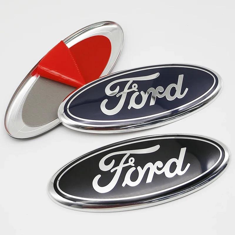New 2026 Car Sticker Ford New 2025 Hot 22.5x9cm Metal Front Rear Emblem Badge Trunk Hood Aluminum Decal 1PC for Ford Fusion Focu