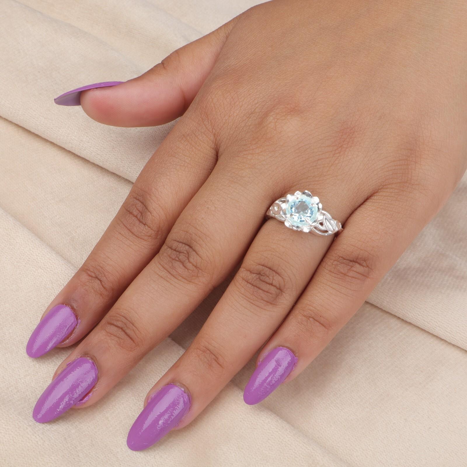 

Натуральный небесно-голубой топаз драгоценный камень 925 стерлинговое серебро ювелирное кольцо подарок для женщин CZR-2-12 13