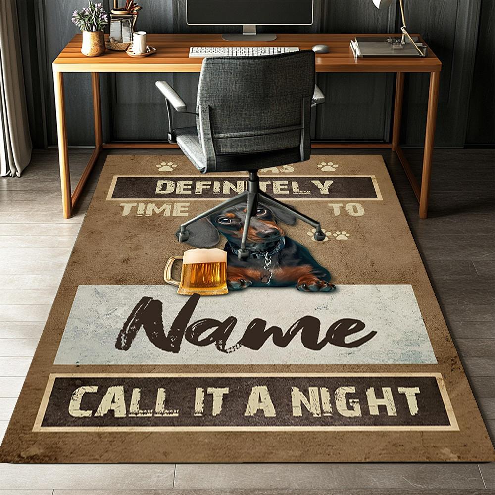 Custom Name Dog Printed Carpet,Rug for Office Chair Living Room Bedroom Kitchen Room Decor Gifts.