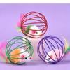 Random Cat Toy Mouse Real Feather Tail Painted Wire Cage Cat Toy Cage Mouse