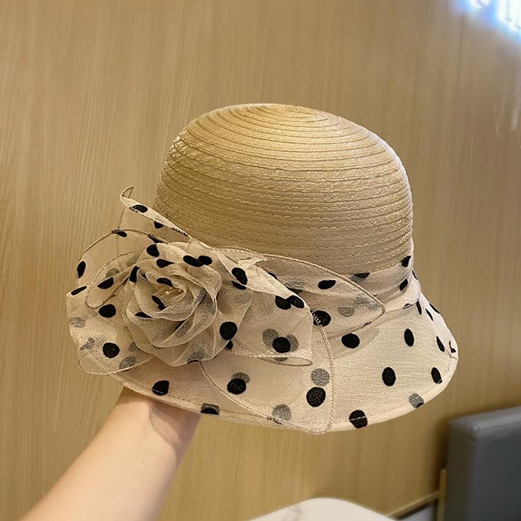 Hat temperament elegant flower bucket hat British summer new breathable versatile basin hat top hat