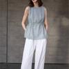 Johnature Round-neck Women Vest Camisole Summer Tie-loose Sleeveless Top Simple Sleeveless Tops