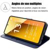 Coque pour Xiaomi Redmi Note 13 5G (pas pour 4G), Bleu Marine, Etui Effet Cuir Antichoc avec Porte-cartes et Fonction de Support