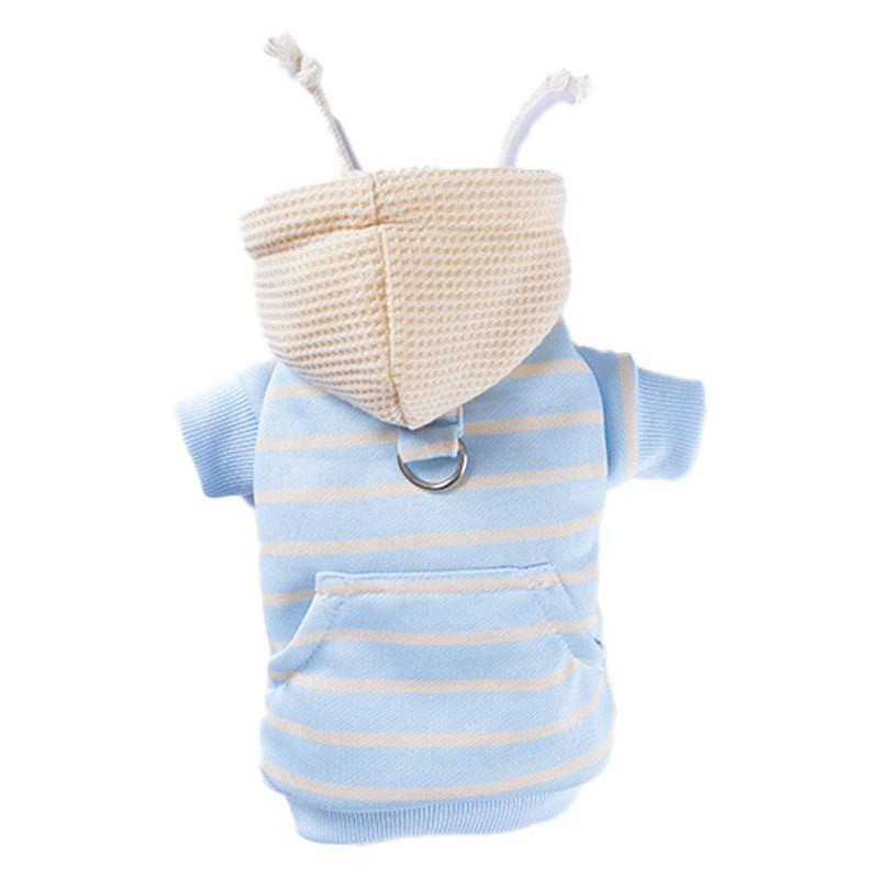 Striped Hooded Two-Leg Pet Sweatshirt Small To Medium Dogs Cats Warm Casual Apparel