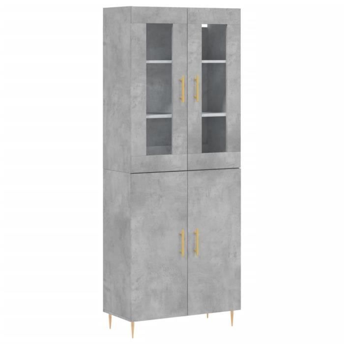 VidaXL Buffet haut Gris béton 69,5x34x180 cm Bois d'ingénierie 3198205