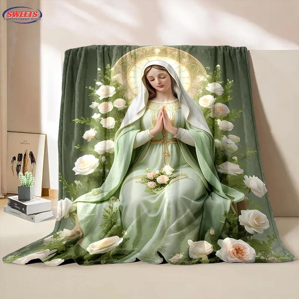 New Arrival ! Virgin Mary Pray Blanket, Warm and Cozy Flannel Blanket, Sofa Bedroom Office Leisure Nap Cover Blanket, Nice Gift